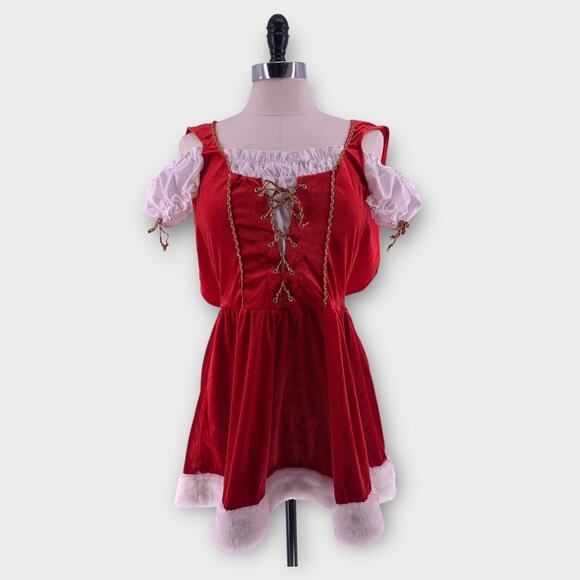 LEG AVENUE Y2K Sexy Candy Cane Mrs. Claus Santa Elf Costume Red Size Small - Picture 3 of 12